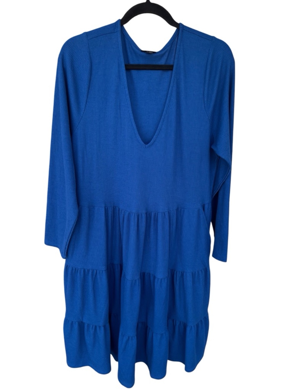 TORRID Skater Tiered Mini Dress Royal Blue V Neck Long Sleeve Pockets Size 2X - Picture 5 of 11